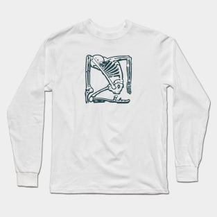Skeleton in a Square Box - Blue Long Sleeve T-Shirt